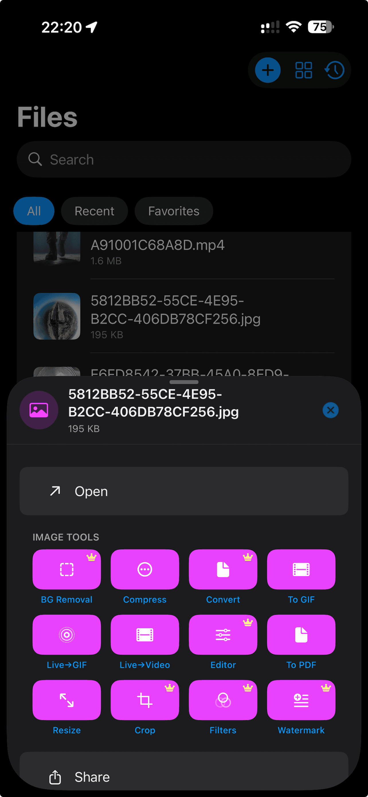Image Action Dark screenshot