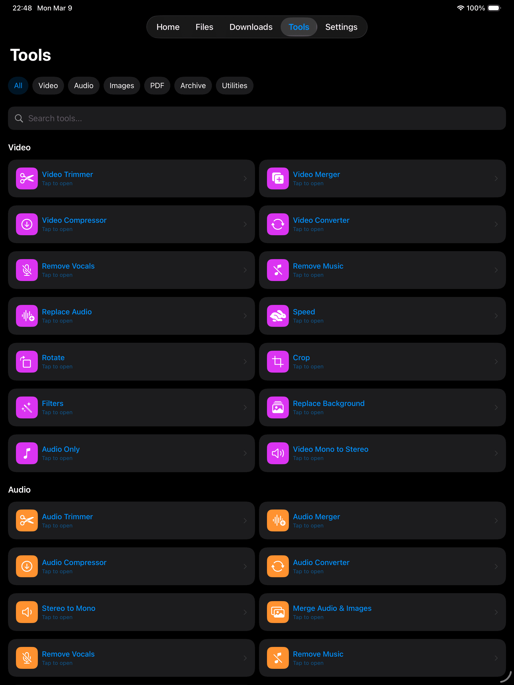 iPad Workspace 1 Dark screenshot