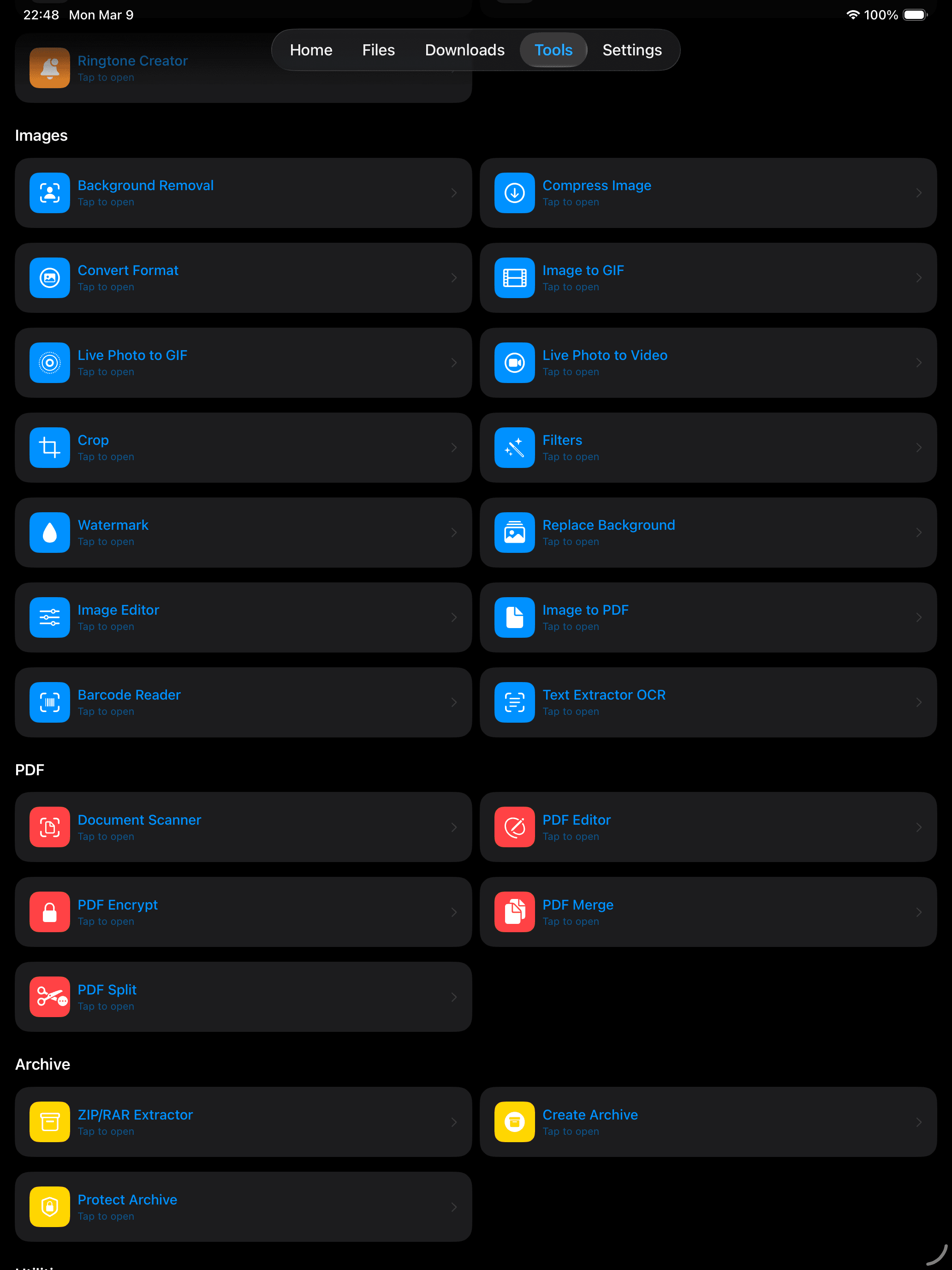 iPad Workspace 4 Dark screenshot