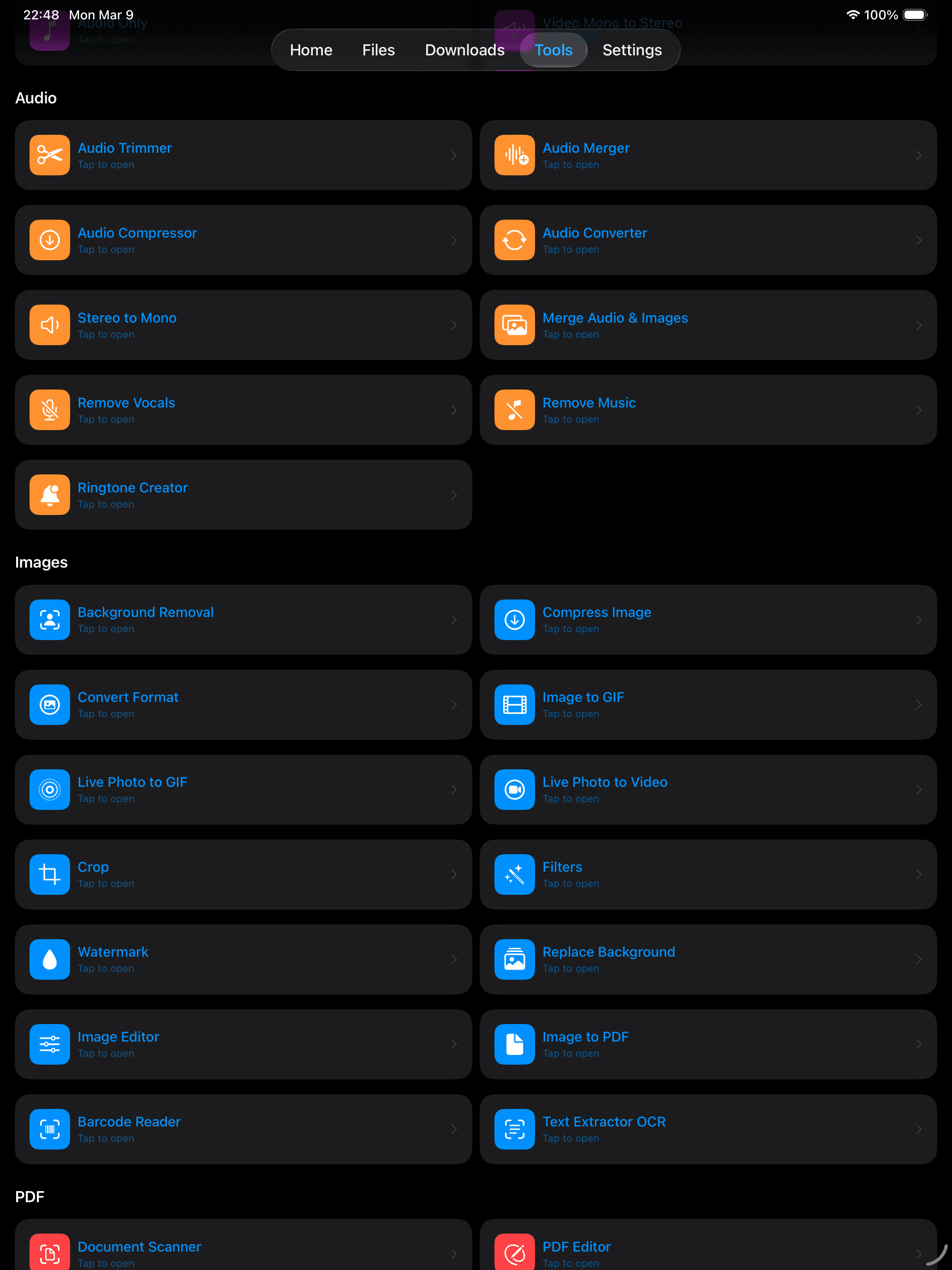 iPad Workspace 2 Dark screenshot