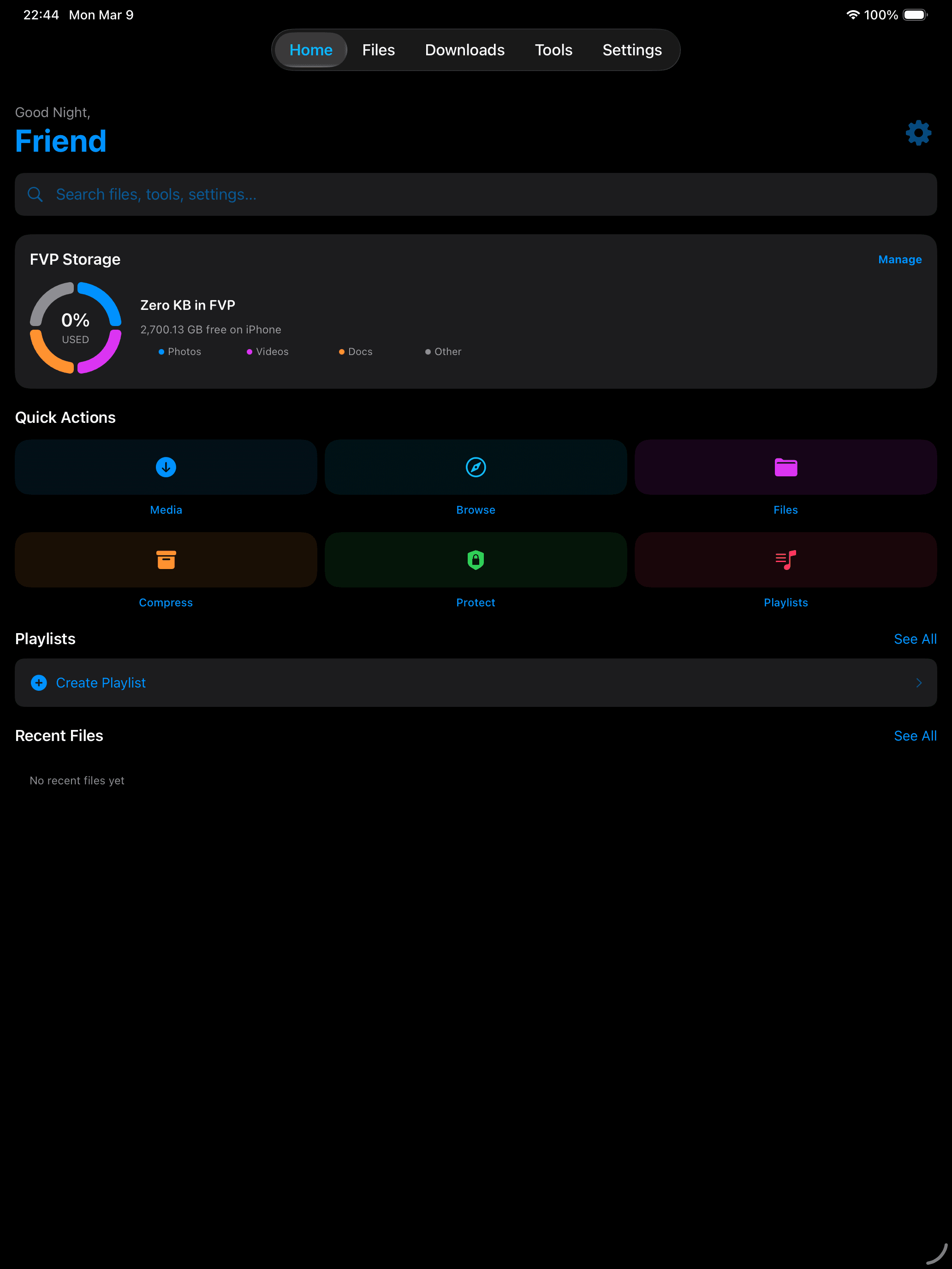 iPad Home Dark screenshot