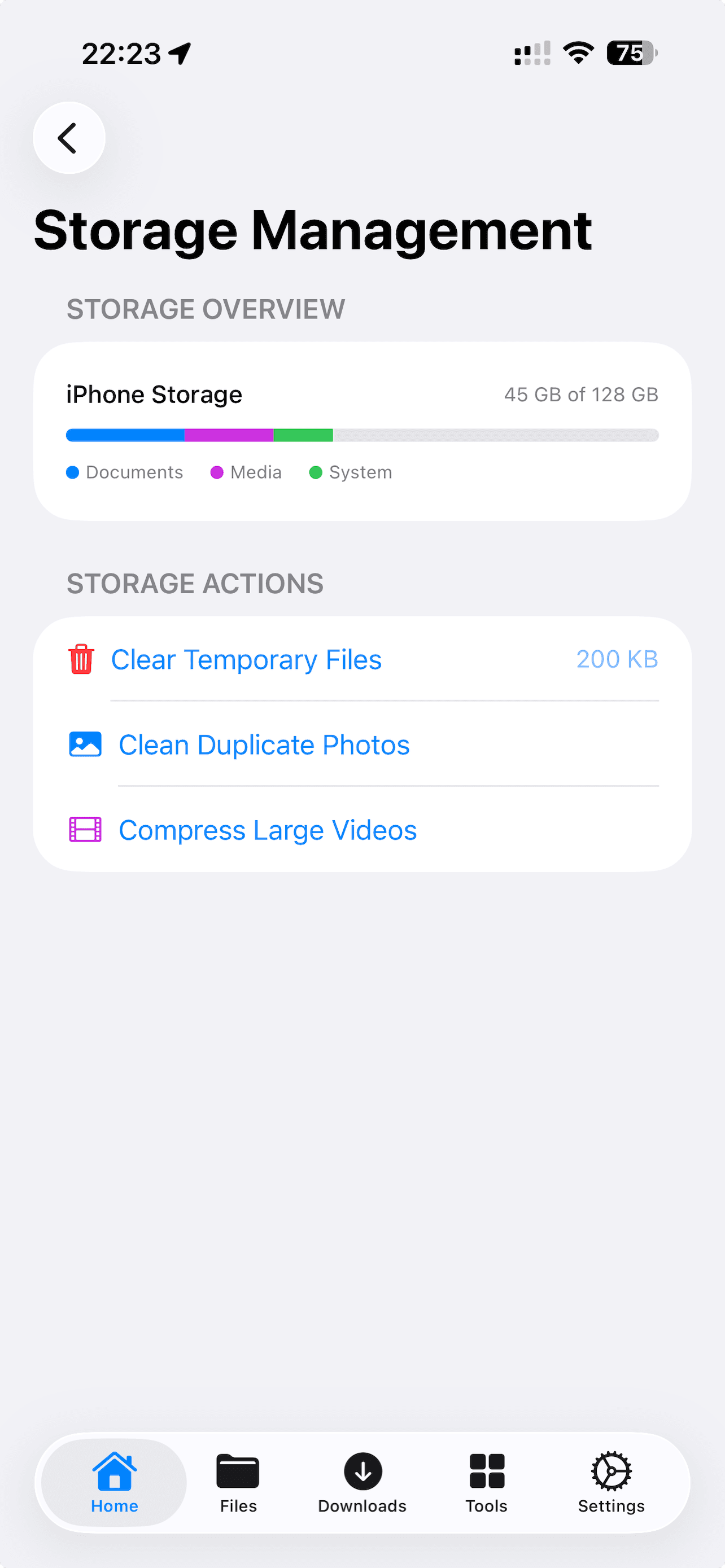 Storage Management Light screenshot